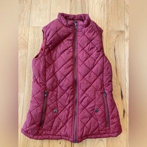 Red Allegra K Women’s Quilted Stand Collar Full Zip Vest Size XS